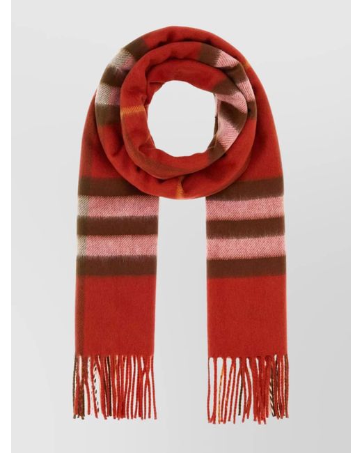 Burberry Red Checked Cashmere Scarf