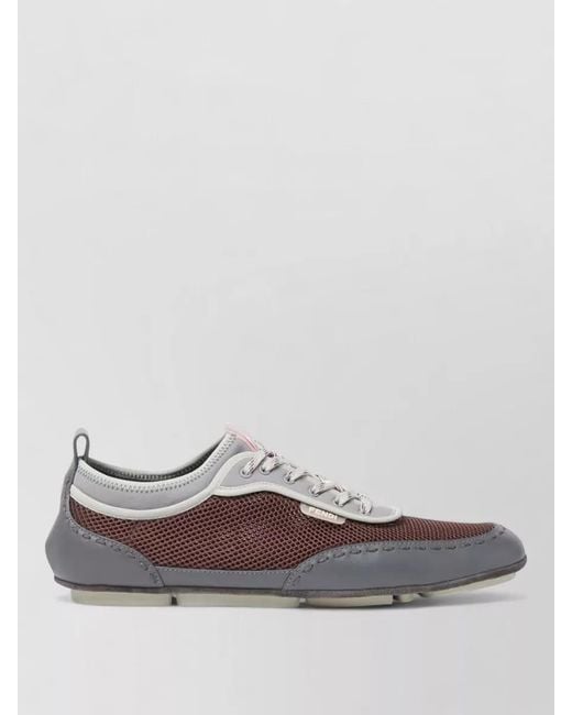 Fendi Gray Fit Mesh Leather Sneakers Rubber Sole for men
