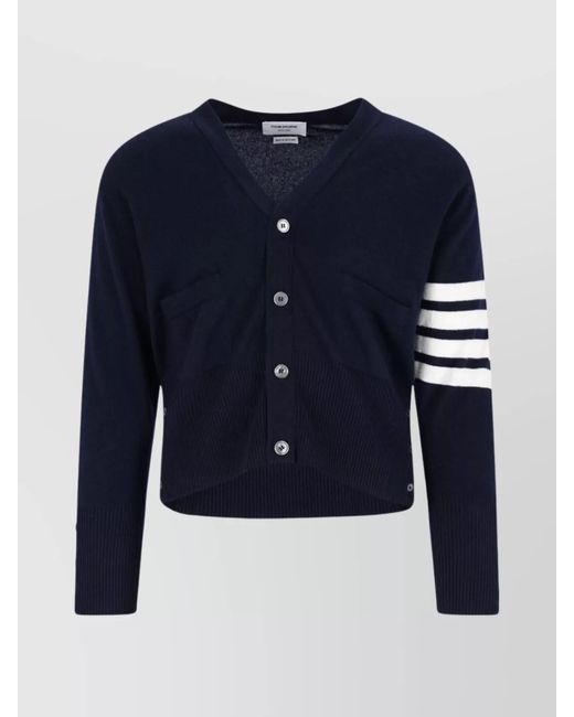 Thom Browne Blue Cashmere Crewneck Cardigan for men