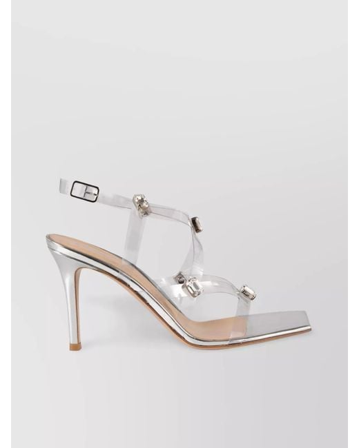 Gianvito Rossi Natural Crystal Embellished Pvc Heeled Sandals