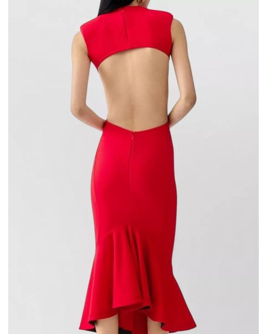Jacquemus Red Printed Sleeveless Open-Back Midi Dress