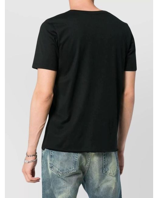 Saint Laurent Black Cotton Crew Neck Logo T-Shirt for men