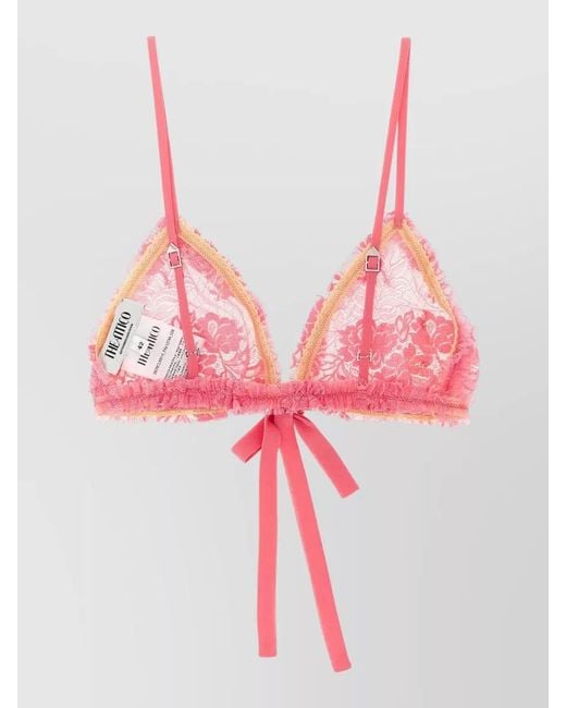 The Attico Pink Lace Bra Floral Pattern Sheer Fabric