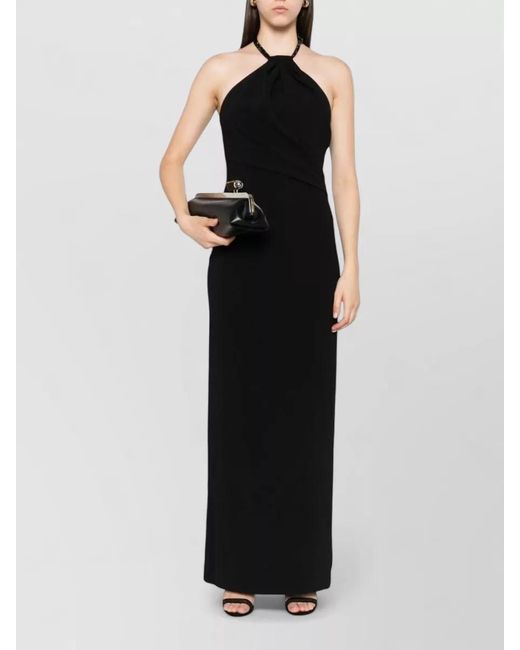 Solace London Black Riva Halterneck Backless Maxi Dress