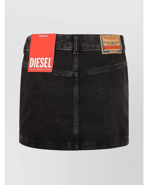 DIESEL Black Denim Low-Rise Mini Skirt