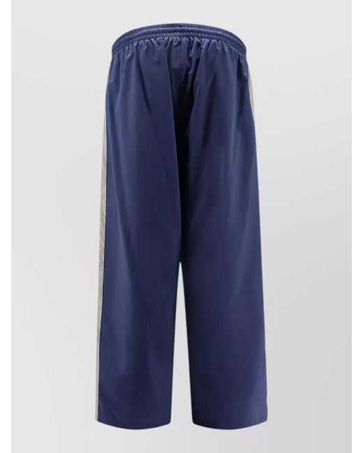 Balenciaga Blue Nylon Trousers Contrasting Side Stripe Detail for men