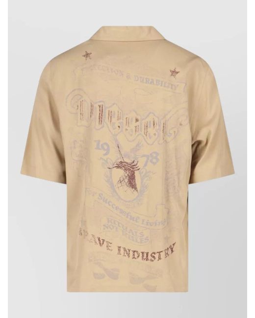DIESEL Natural Short Sleeve Shirt Graphic Print Style for men