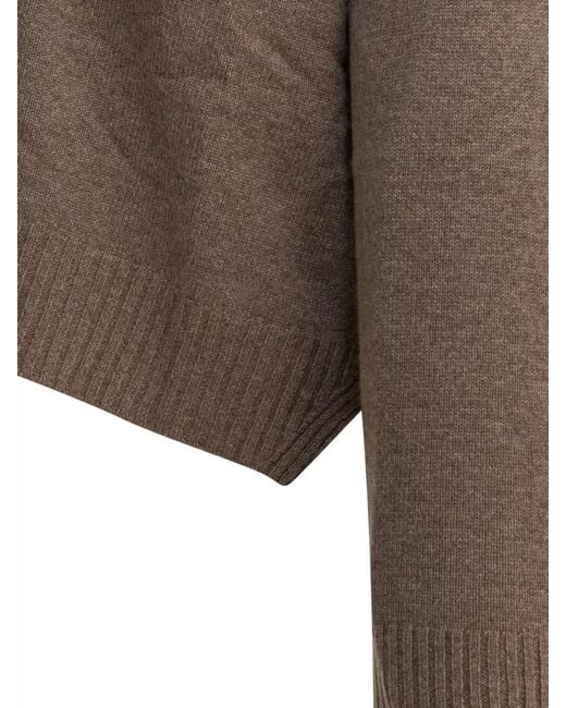 Loulou de Saison Brown Knit Top Long Sleeves V Neckline