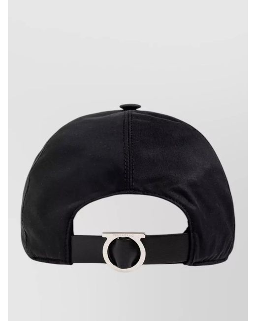 Ferragamo Blue Cotton Blend Cap Featuring Curved Brim for men