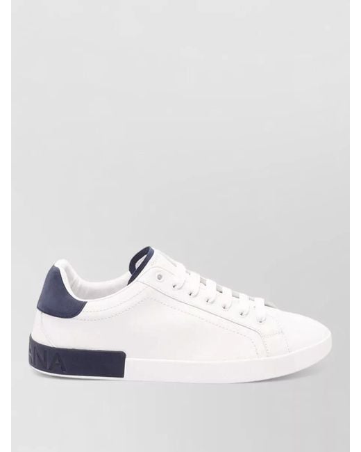 Dolce & Gabbana White Leather Lace-Up Sneakers for men