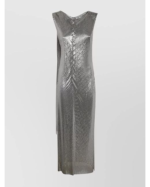 Rabanne Gray Metallic Mesh Maxi Dress