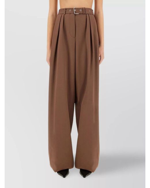 Dries Van Noten White Wool Wide-Leg Trousers