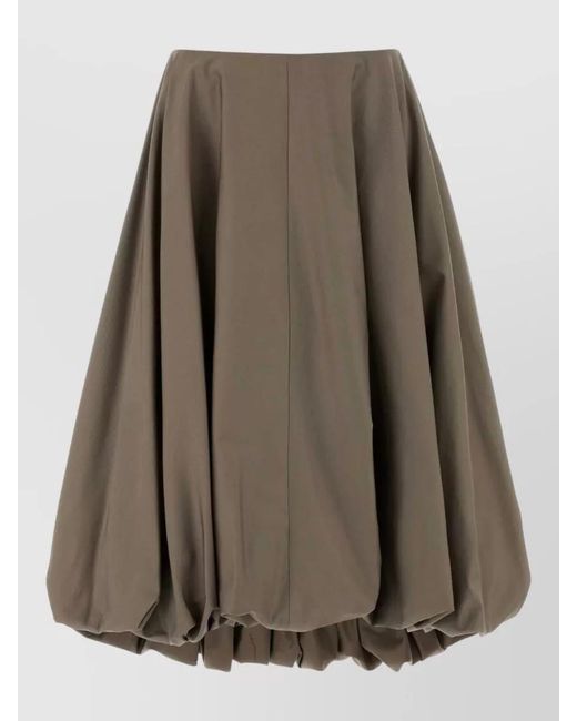 Balenciaga Brown Gabardine Skirt Balloon Silhouette Gathered Hem
