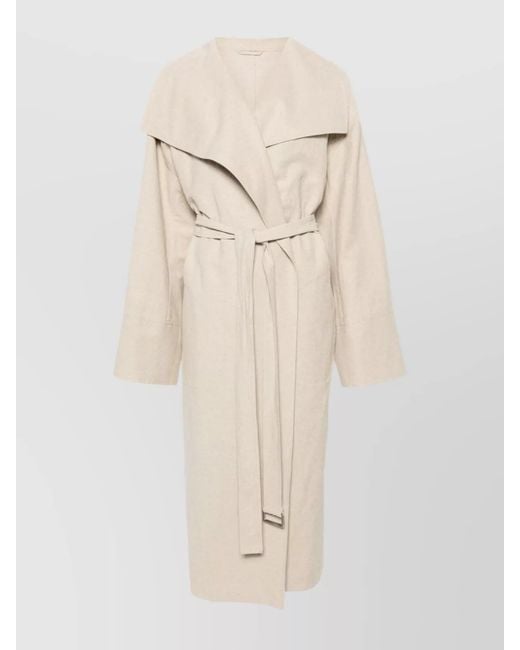 Totême Natural Linen Belted Mid-Length Coat