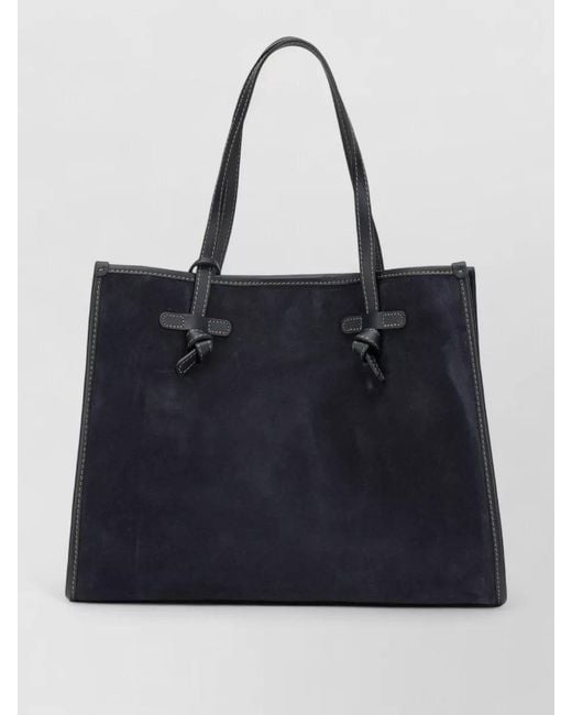 Gianni Chiarini Blue Suede Leather Tote Bag