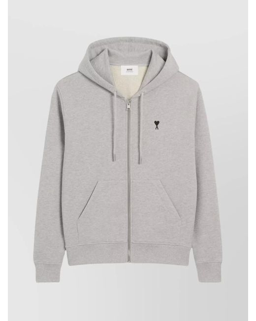 AMI Gray Heart Friend Cotton Hoodie for men
