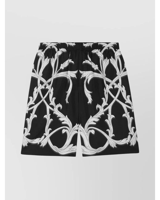 Versace Black Silk Printed Knee-Length Deck Shorts for men