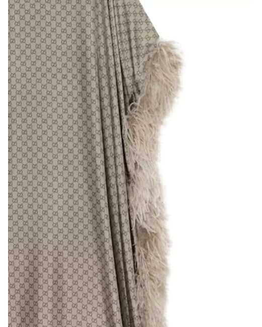 Gucci Natural Feather Trim Geometric Fringe High Neck Coverup