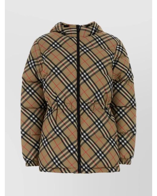Burberry Multicolor Padded Jacket With Embroidered Design And Hood