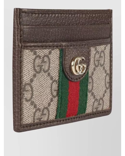 Gucci Brown Case Gg Compact Design Textured Finish