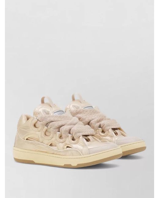 Lanvin Natural Nylon Leather High-Top Sneakers