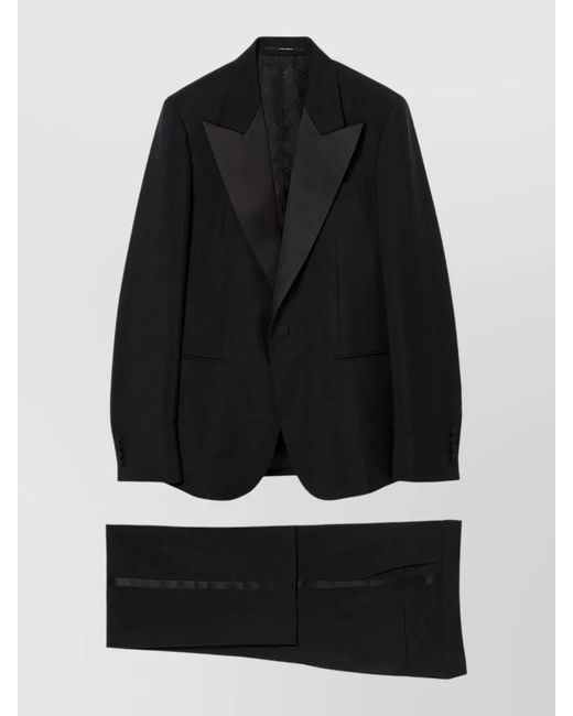 Gucci Black Suit Jacket Notched Lapel Satin Detail for men