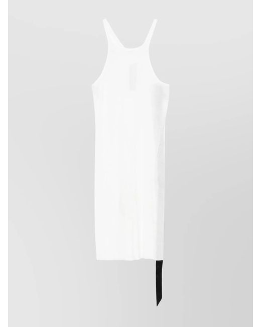 Rick Owens White Tank Dress With Asymmetric Hem And Racerback