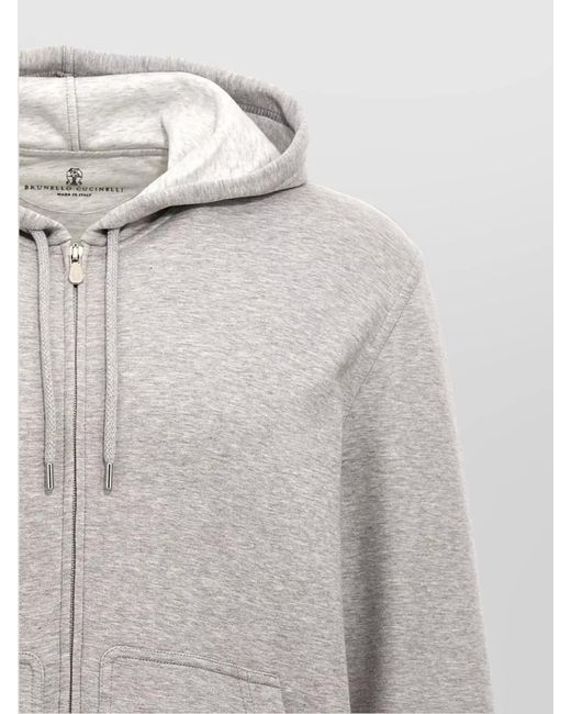 Brunello Cucinelli Gray Cashmere-Blend Zip-Up Hoodie for men
