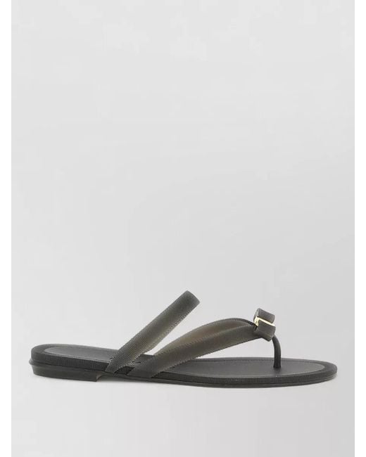 Ferragamo White Ribbed Thong Sandals