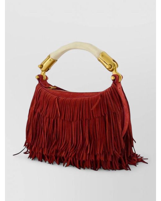 Balmain Red Ebene Mini Leather Shoulder Bag