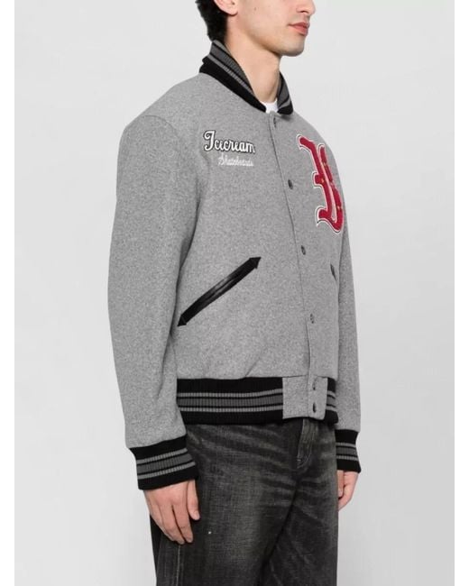 ICECREAM Gray Appliqué Single-Breasted Coat for men