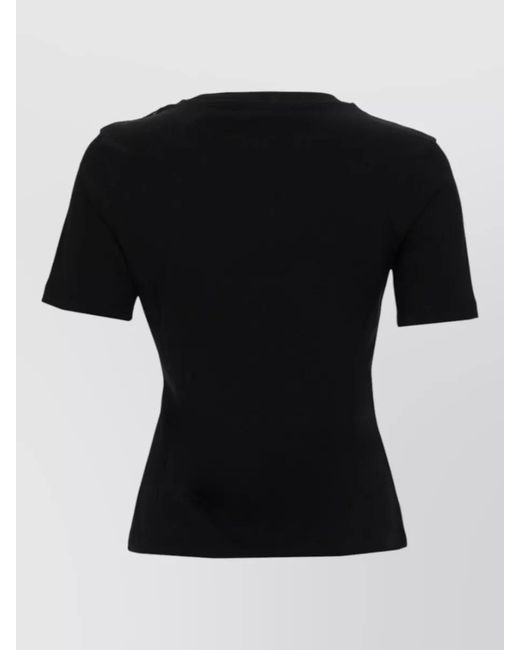 Nina Ricci Black Short Sleeve Top Bow Lace Detail
