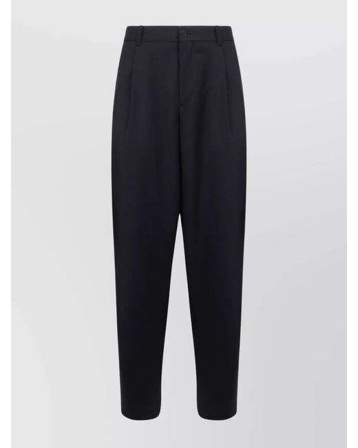 Giorgio Armani Blue Virgin Wool Straight-Leg Trousers for men
