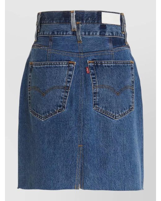 Re/done Blue High Waist Denim Skirt Pockets Belt Loops
