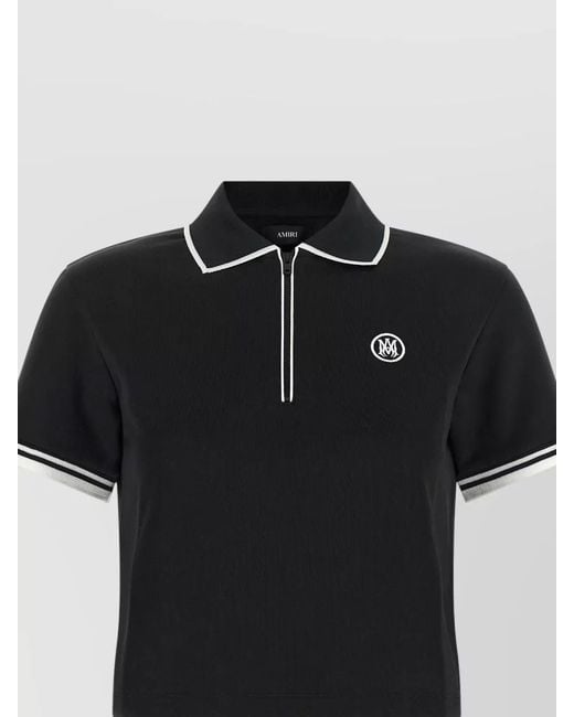 Amiri Black Short-Sleeve Zip Polo Top