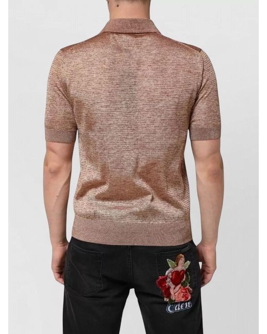 Dolce & Gabbana Black Silk Textured Short-Sleeve Polo Shirt for men