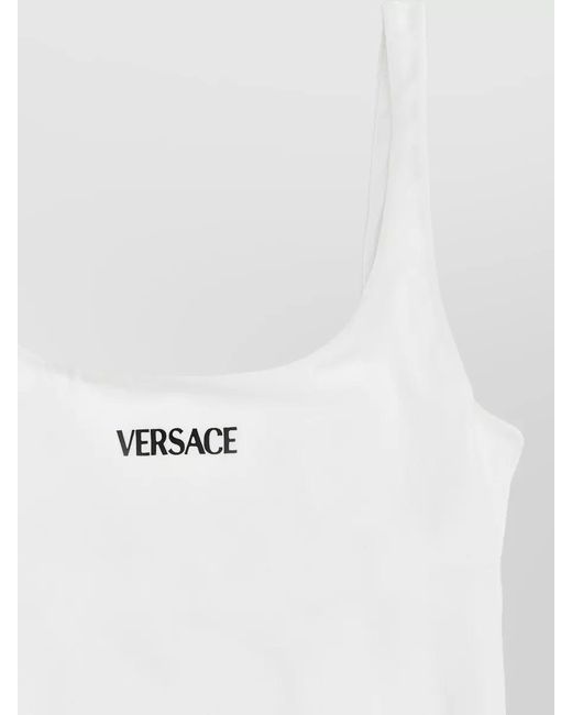 Versace White Logo One-Piece Swimsuit
