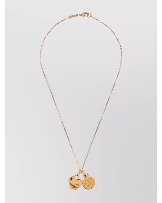 Dolce & Gabbana White Logo Heart Pendant Necklace