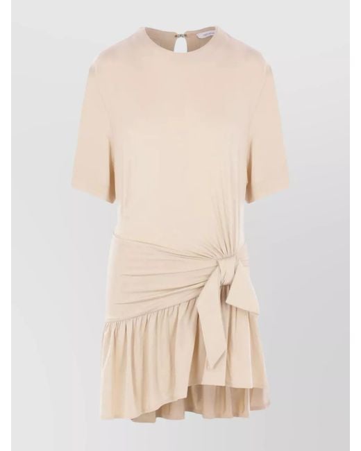 Rabanne Natural Bow Jersey Mini Dress