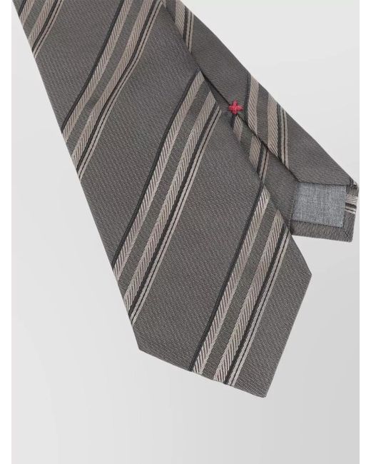 Brunello Cucinelli White Silk Striped Tie for men