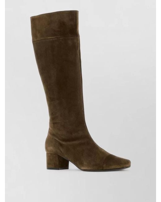 CAREL PARIS Brown Suede Malaga Boots Block Heel Knee High