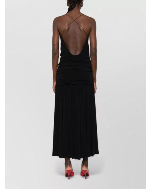 Jacquemus Black Gathered Pleated Maxi Dress