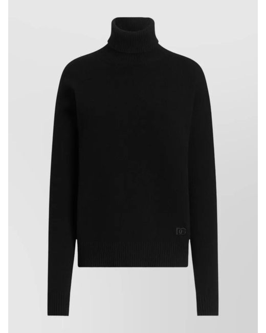 Dolce & Gabbana Black Wool Turtleneck Sweatshirt