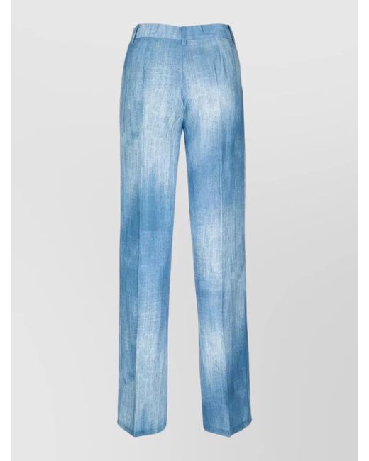 ERMANNO FIRENZE Blue Tailored Trousers Front Crease Belt Loops Pockets