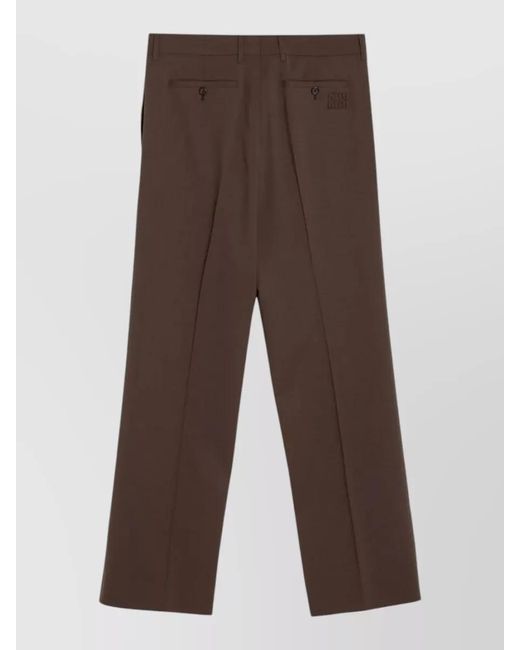 Miu Miu Brown Tailored Trousers Straight Leg Belt Loops