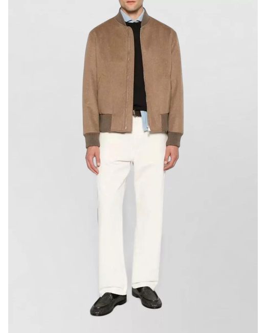 Lardini Natural Felted Texture Bomber Jacket for men