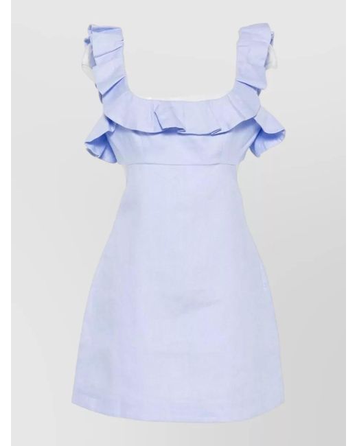 Zimmermann Blue Silk Blend Mini Dress Open Back