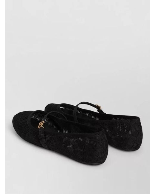 Dolce & Gabbana Black Taormina Lace Mary Jane Ballet Flats