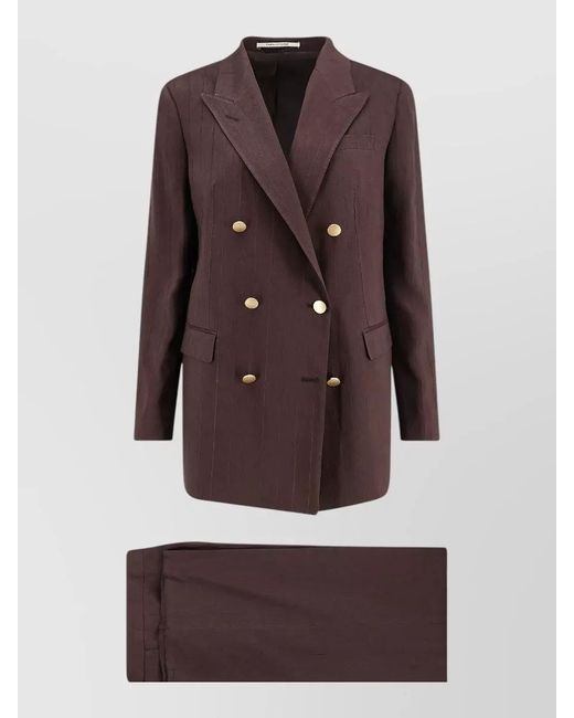 Tagliatore Brown Jasmine Pinstripe Linen Viscose Tailored Suit