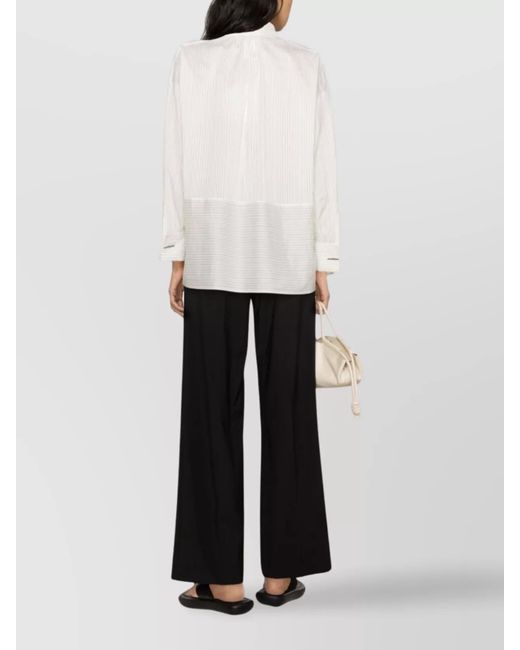 Max Mara White Striped Long-Sleeve Tunic Shirt